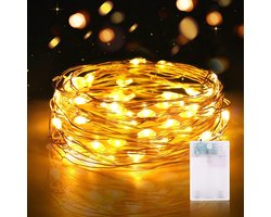 Oplaadbare Sfeerverlichting met Koperdraad, 3m, 30 LEDs, Waterdichte Decoratie voor Feest, Kerst, Bruiloft, Warm Wit