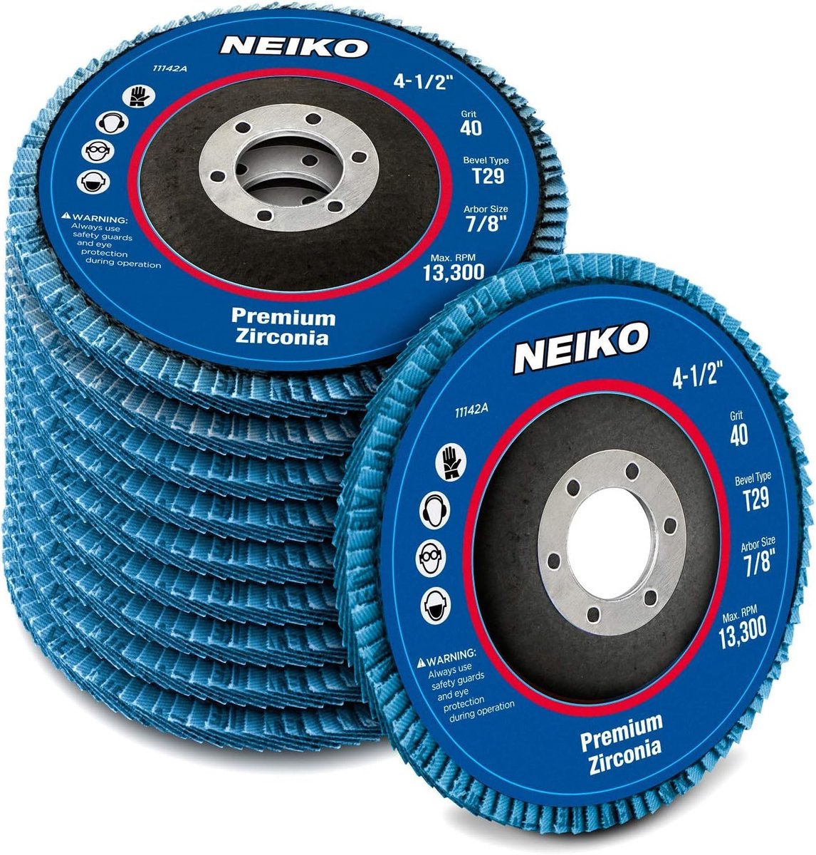 Zirkonia Klepschijven 4-1/2 inch - Set van 10, 40 Grit, T29 Ontwerp voor Hout en Metaal