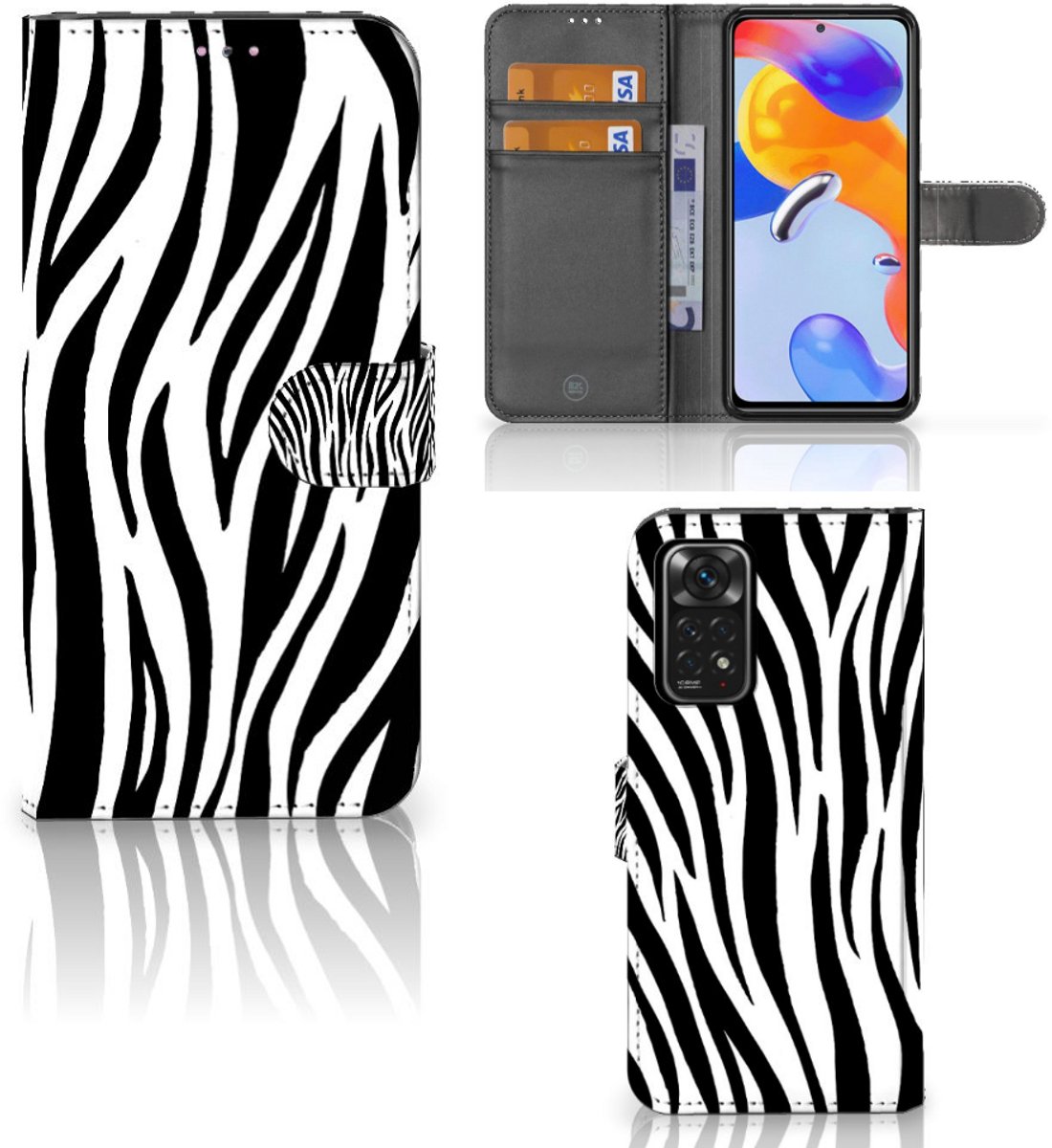 Boekhoesje voor Xiaomi Redmi Note 11 Pro 5G/4G Telefoonhoesje met Pasjes Zebra