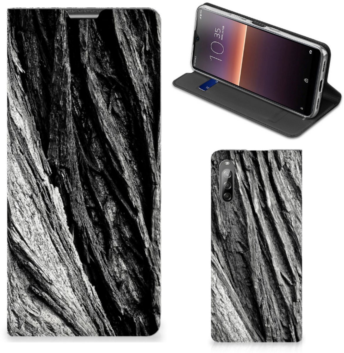Book Wallet Case Sony Xperia L4 Boomschors Grijs