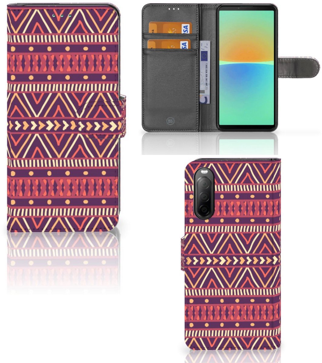 Sony Xperia 10 IV Telefoon Hoesje Aztec Paars