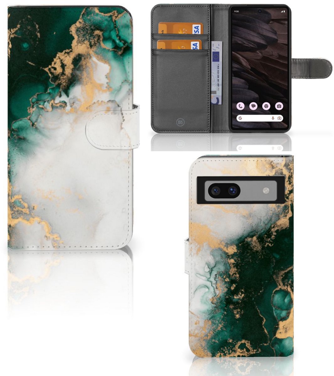Bookcase voor Google Pixel 7A Marmer Groen
