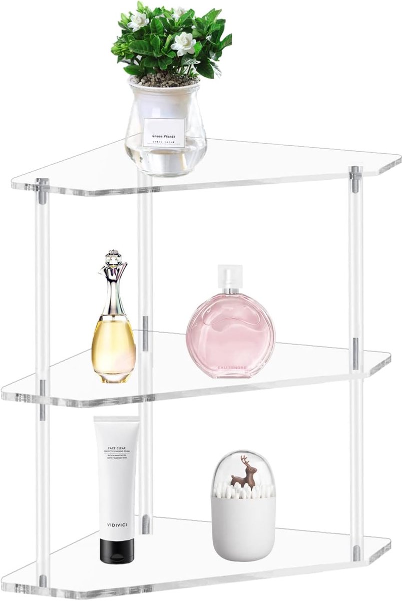 Hoekplank 2 Tier Acryl Organizer voor Badkamer en Keuken
