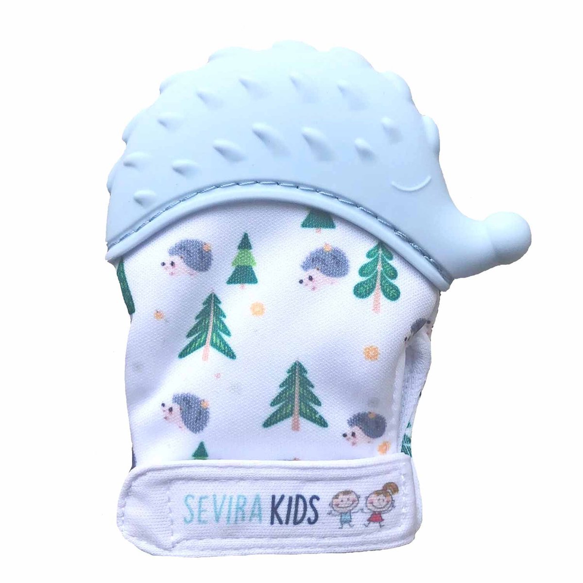 Sevira Kids - Tandjesknabbelaar van voedselveilige siliconen, egel - Blauw Idéale entre 3 et 10 mois, peut être utilisée jusqu'à 12 mois selon la taille des mains.