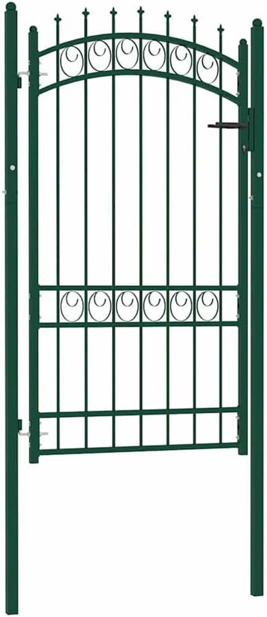 Tuinpoort met Speerpunten 100x175 cm Staal Groen