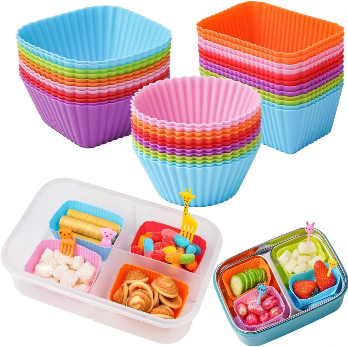 Herbruikbare Siliconen Cupcake Vormpjes Muffin Bakvormen 24 Stuks Non-Stick
