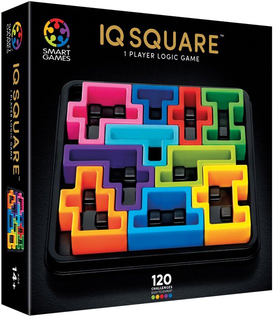 SmartGames IQ Square Deluxe - IQ Deluxe Logisch Denkspel & Premium Breinbreker - Geometrische Puzzel met 120 Opdrachten - Luxe Vierkant Puzzel - Solospel voor Tieners en Volwassenen - Premium Cadeau vanaf 14 Jaar