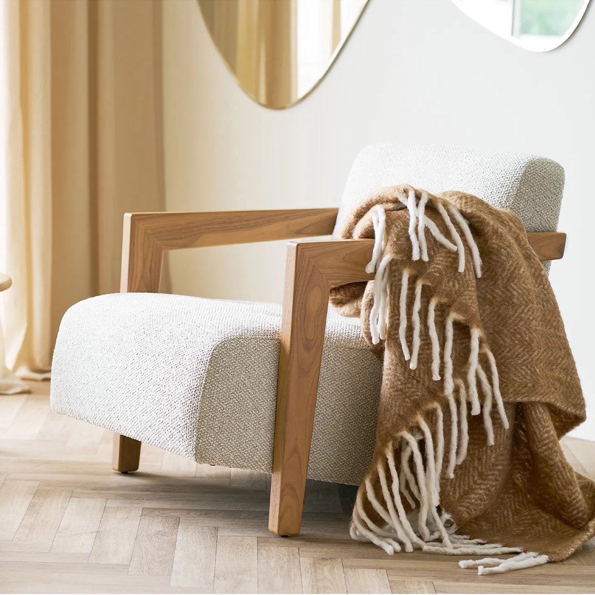 Artichok Bo Plaid Licht Bruin - Deken - Voor Op Bank - Over Bed - Zacht - Wol - Polyester - Plaid voor Woondecoratie - 170 x 130 cm
