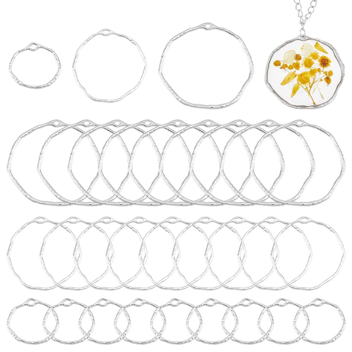 Ronde Open Achterzijde Bezel Pendants - Metaal Ring Frame - Ø 44mm voor DIY Resin Sieraden