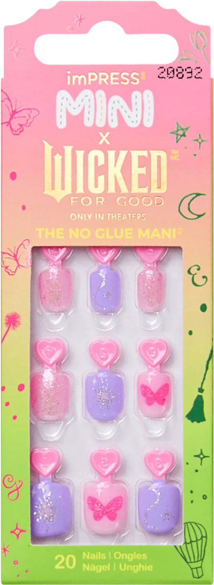 KISS imPRESS Wicked Limited - Zelfklevende Nagels voor Kinderen - 20 Stuks Mini