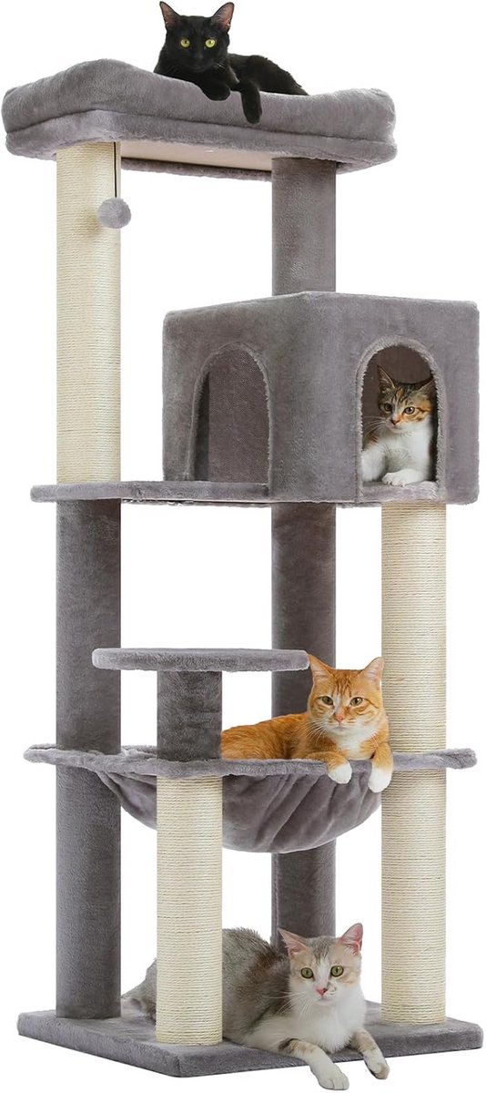 Grote Kattenboom 147 cm met Verdikte Krabpalen voor Volwassen Katten
