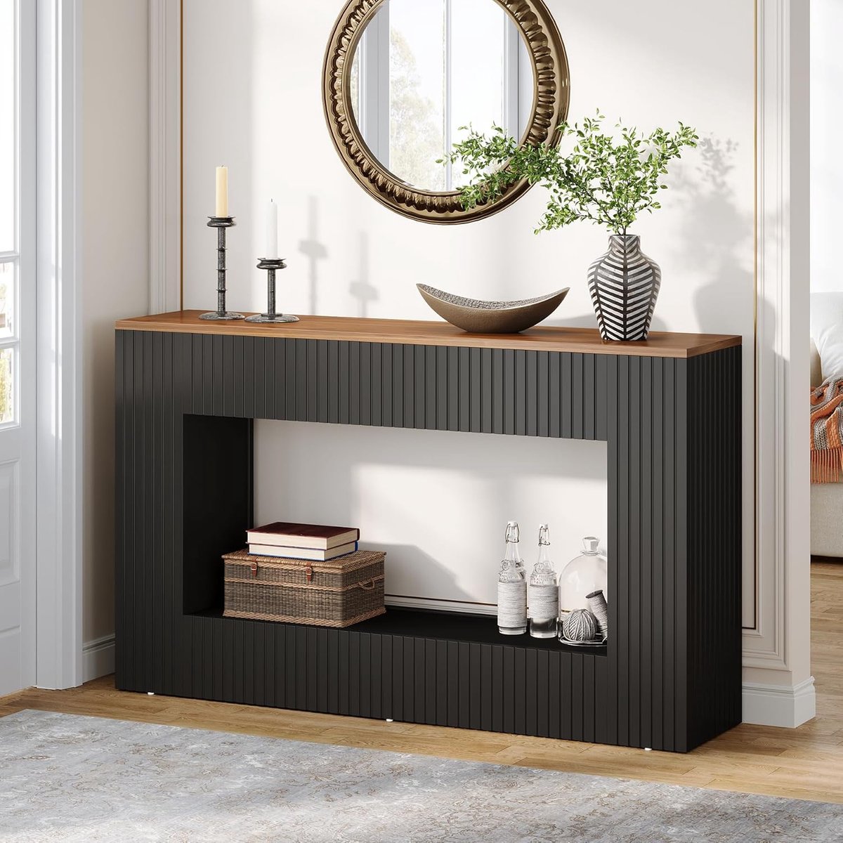 Tribesigns Consoletafel - Dressoirtafel - Industrieel - Bijzettafel - MDF - Zwart - 140 x 30 x 85 cm