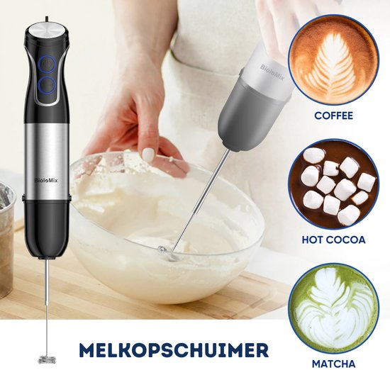 HHHK - Staafmixer - 5 in 1 - Staafmixer Set- Staafmixer met Hakmolen - 1500W - Mixer Set - Melkopschuimer - Vaatwasserbestendig van Merkloos — afbeelding 3