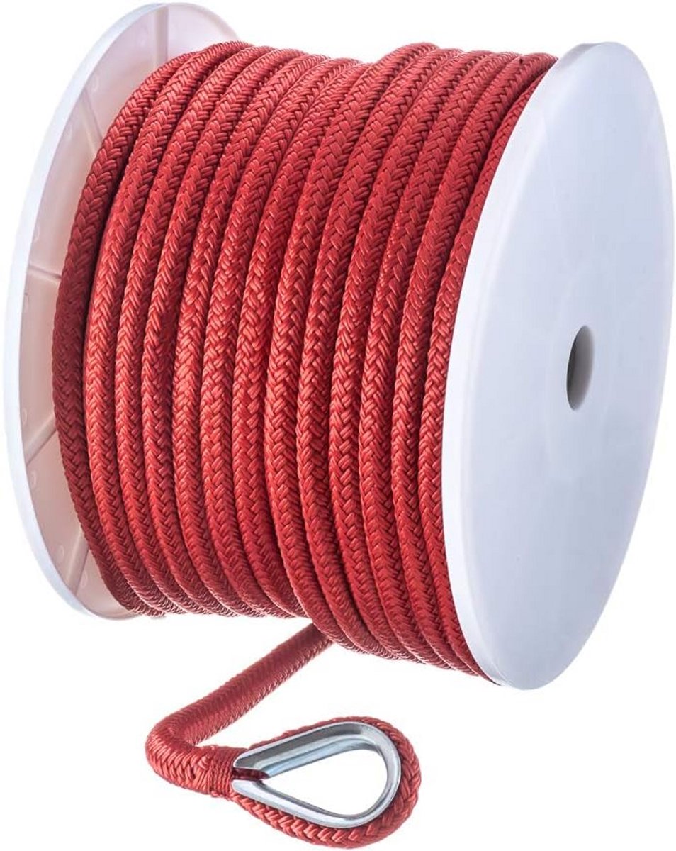 Sterke Dubbele Vlecht Nylon Ankerlijn voor Bootgebruik - Rood