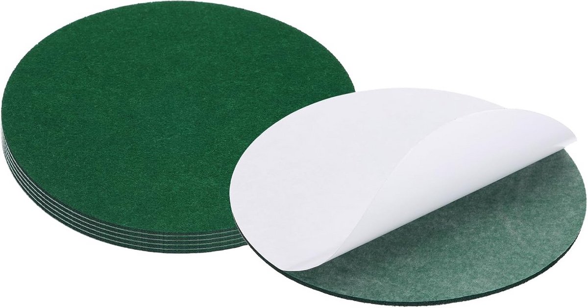 Zelfklevende Ronde Viltglijders 8 inch Donkergroen - 6 Stuks voor Meubels en Lampen