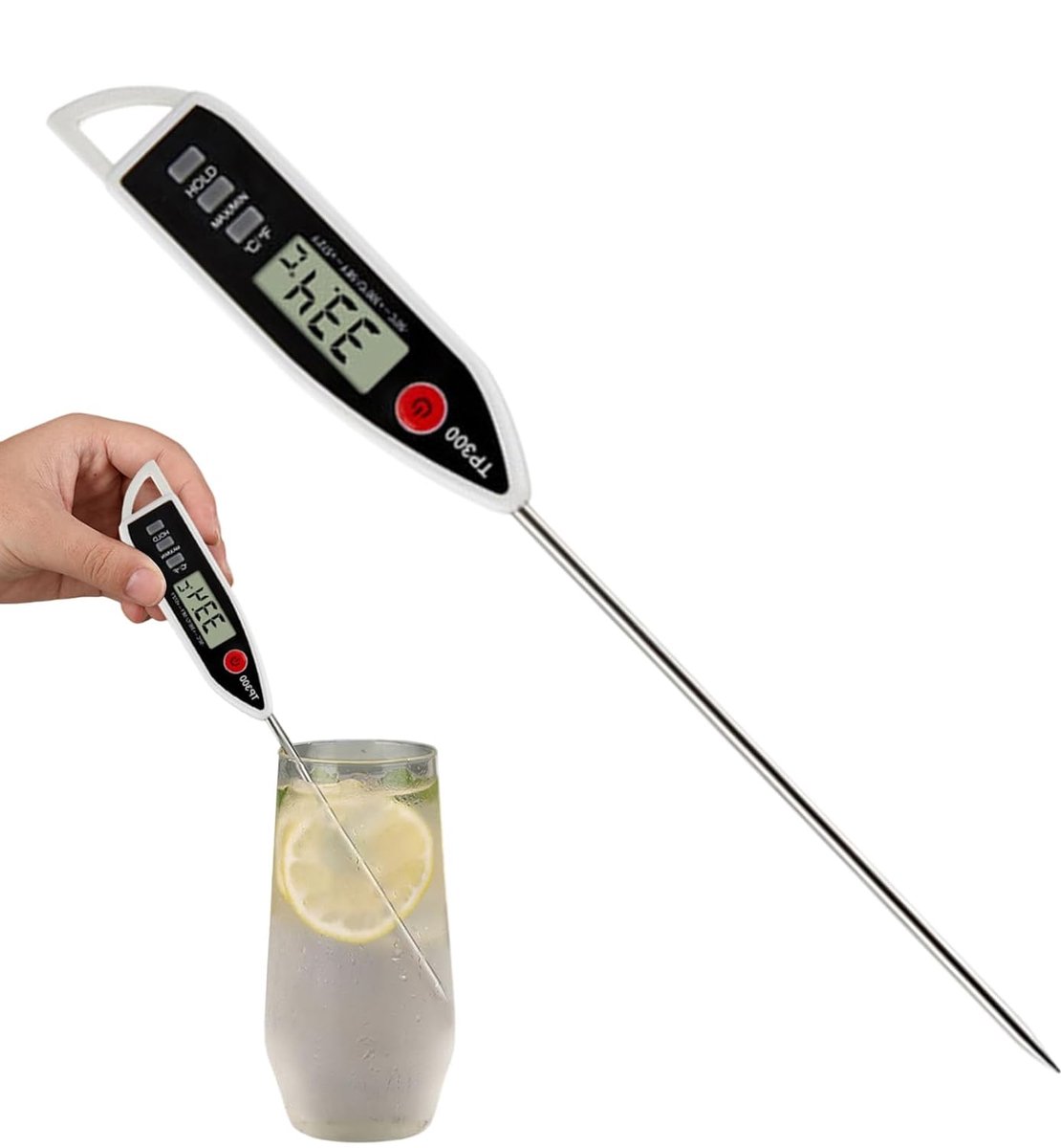 Voedselthermometer - 1 stuk - Realtime aflezing - ABS roestvrij staal - 22,9 cm - -58℉ tot +572℉ - Vleesthermometer - Geschikt voor koken, vlees, gevogelte, grillen en bakken - Digitale warmtebeeldcamera - Wit
