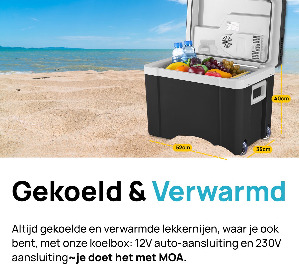 MOA Koelbox Elektrisch 12v 230 volt - 40L - Frigobox - Camping Koelkast - Auto en Camping - Koelen en Verwarmen - Zwart — afbeelding 4