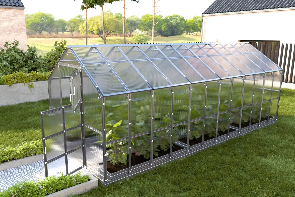 KLASIKA HOUSE Tuinkas - 2,35 x 6,12 m (14,38 m²) - 6 mm Dikte - Kweekkas - Polycarbonaat afdekking
