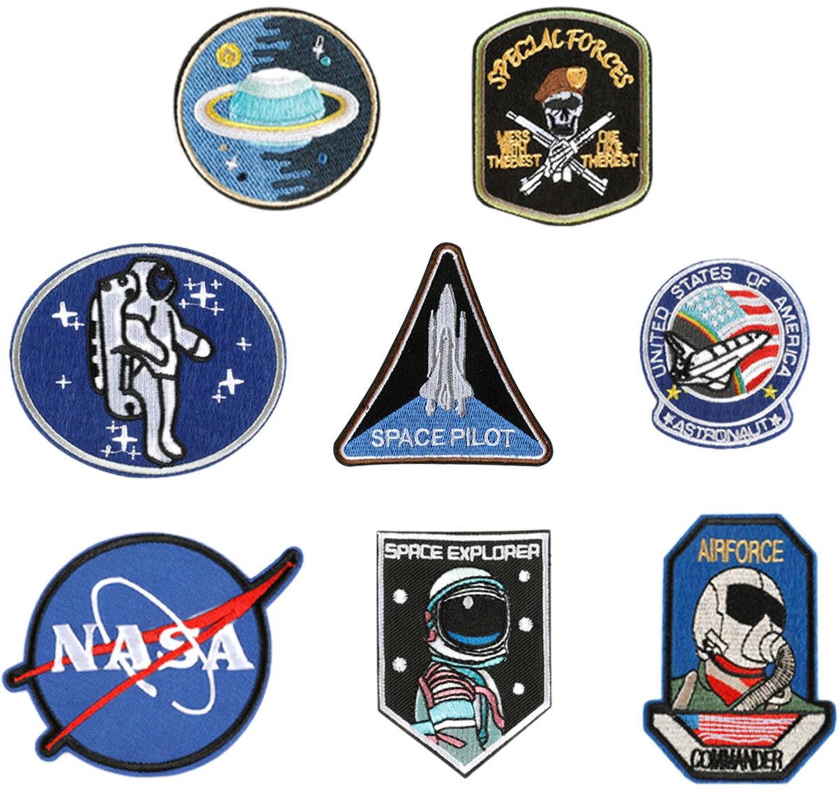 IJzer-op Patches - Astronaut Patroon - Set van 8 Stuks