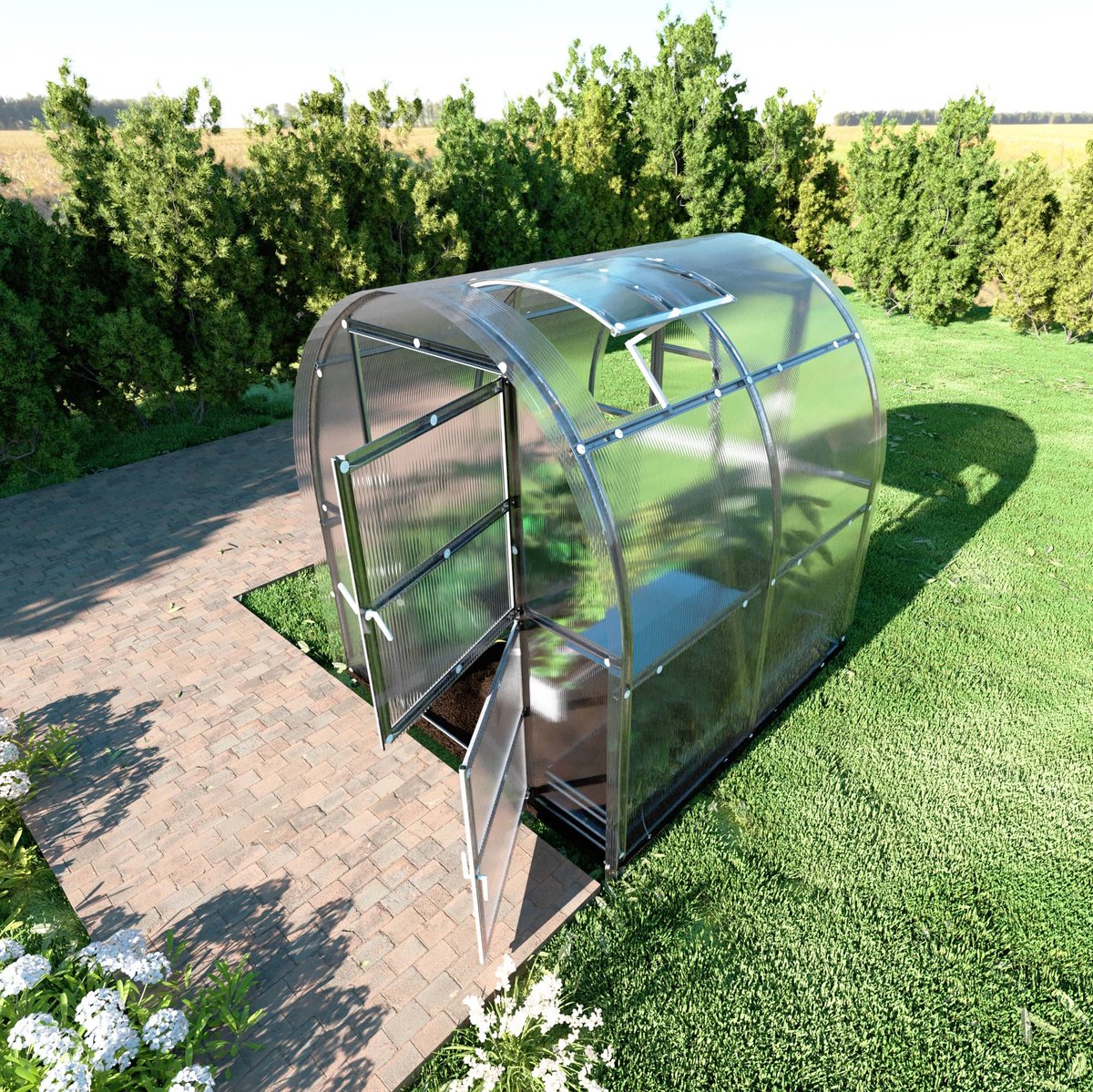 Klasika Polycarbonaat tuinkas 2x2m 4m² + automatisch dakraam Slim
