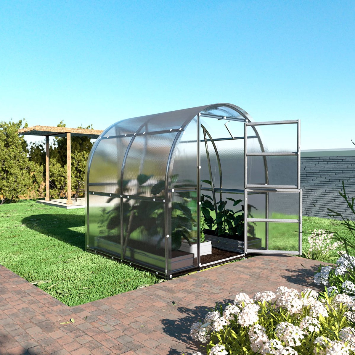 Klasika Serre en polycarbonate 2x2m 4m² + lucarne automatique Slim