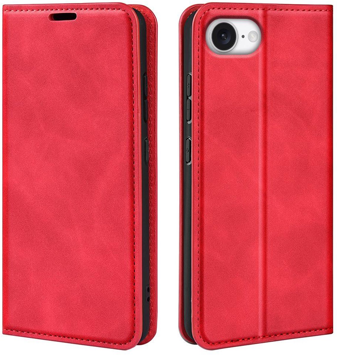 Mobigear Telefoonhoesje geschikt voor Apple iPhone 17e Hoesje | Mobigear Retro Slim Bookcase Portemonnee | Pasjeshouder voor 2 Pasjes | Telefoonhoesje voor Pinpas / OV Kaart / Rijbewijs - Rood