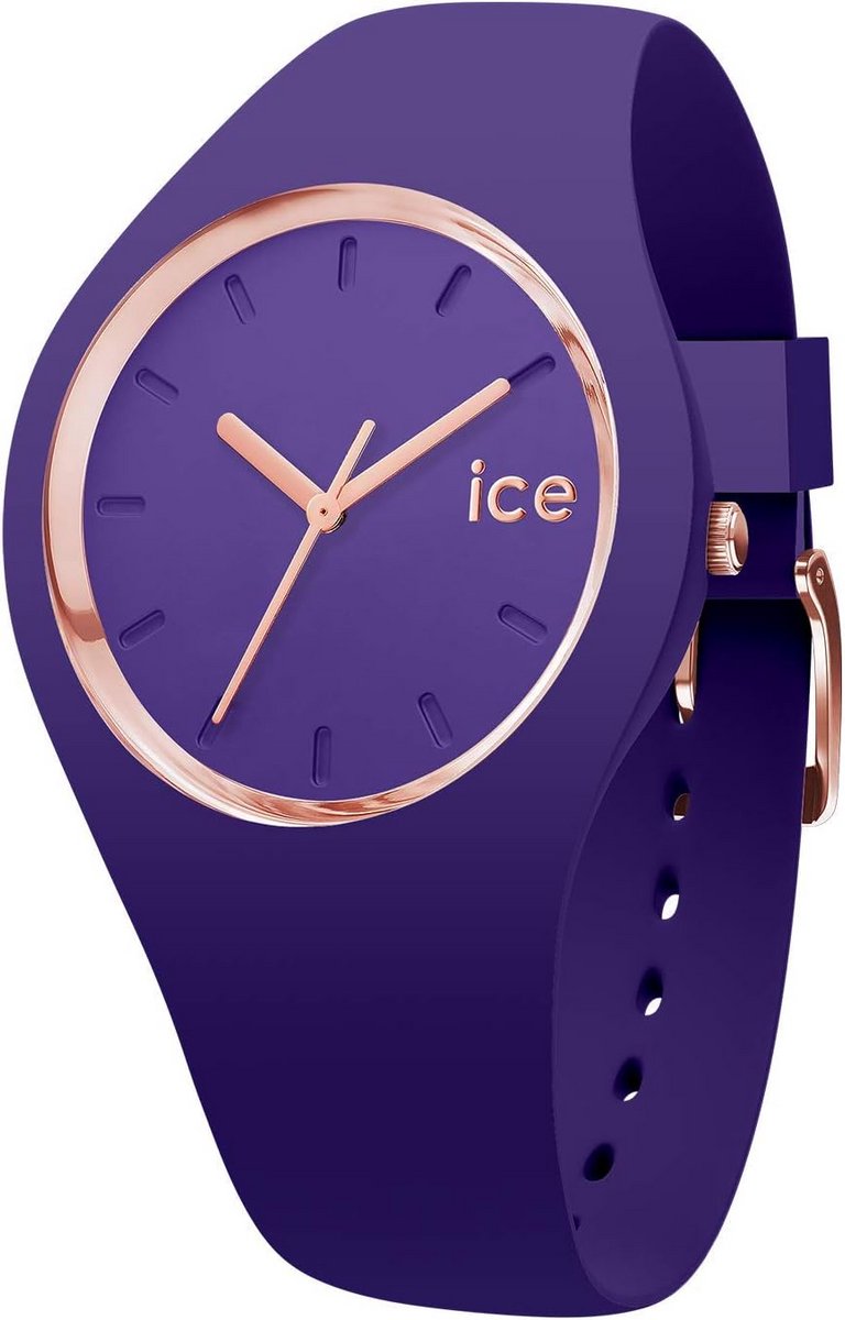 Paars Dameshorloge Siliconen Band Roségoud Details Medium