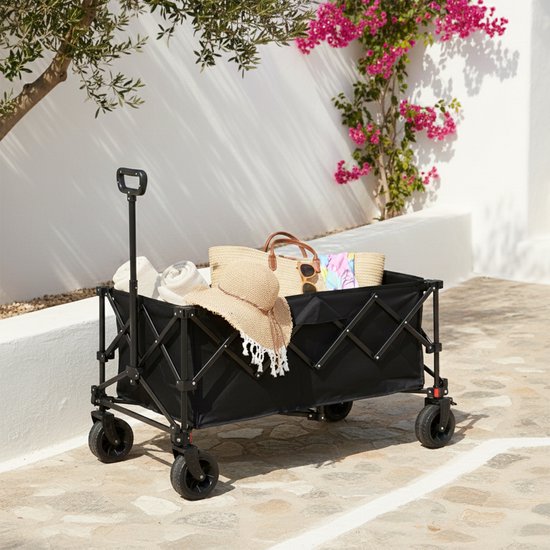 AXI SB141 Opvouwbare Bolderwagen - Zwart - Met Trekstang, Remmen en Hoes - 100 kg Draagvermogen - Eenvoudig mee te nemen - Metaal van Merkloos — afbeelding 3