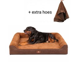 Meritosh© luxe orthopedisch hondenkussen L 107x81cm - Hondenmand met wasbare waterdichte hoes - Zacht hondenbed voor middelgrote en grote honden - Bruin