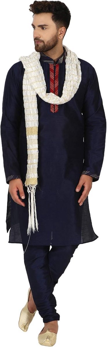 Traditionele Indiase Kurta Pyjama Set met Sjaal voor Heren