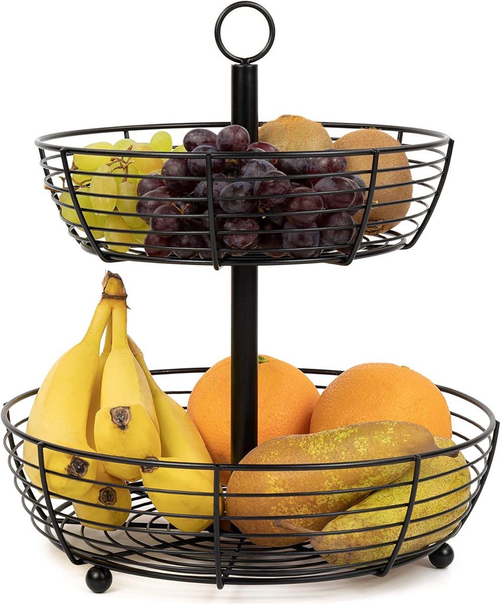 Etagère met 2 ronde plateaus voor fruitpresentatie - Stijlvolle fruitmand