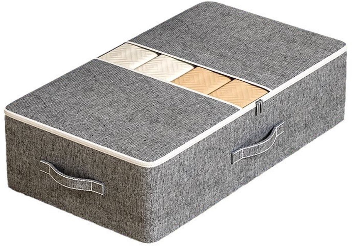MeubelsvanJoep opbergdoos 80 x 47 x 15 CM, opbergdoos met deksel, versterkte handgreep, kleding, opbergtas, kledingdoos, verhuisdozen voor kleding, jurken, beddengoed, grijs
