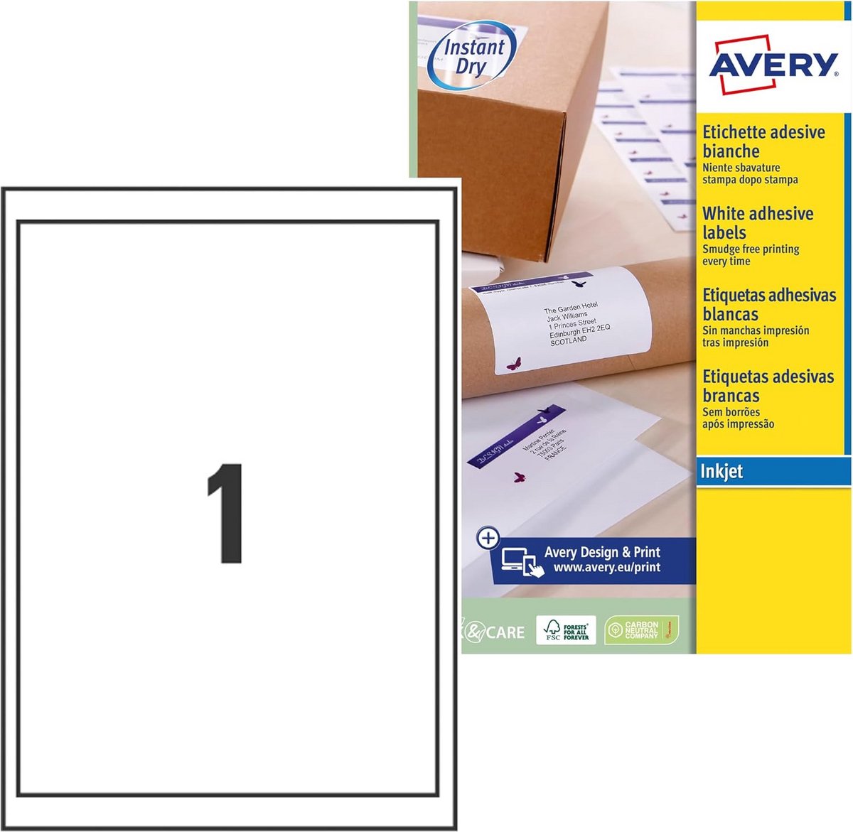 Grote Witte Papier Etiketten Sneldrogend Voor Inkjetprinters A4