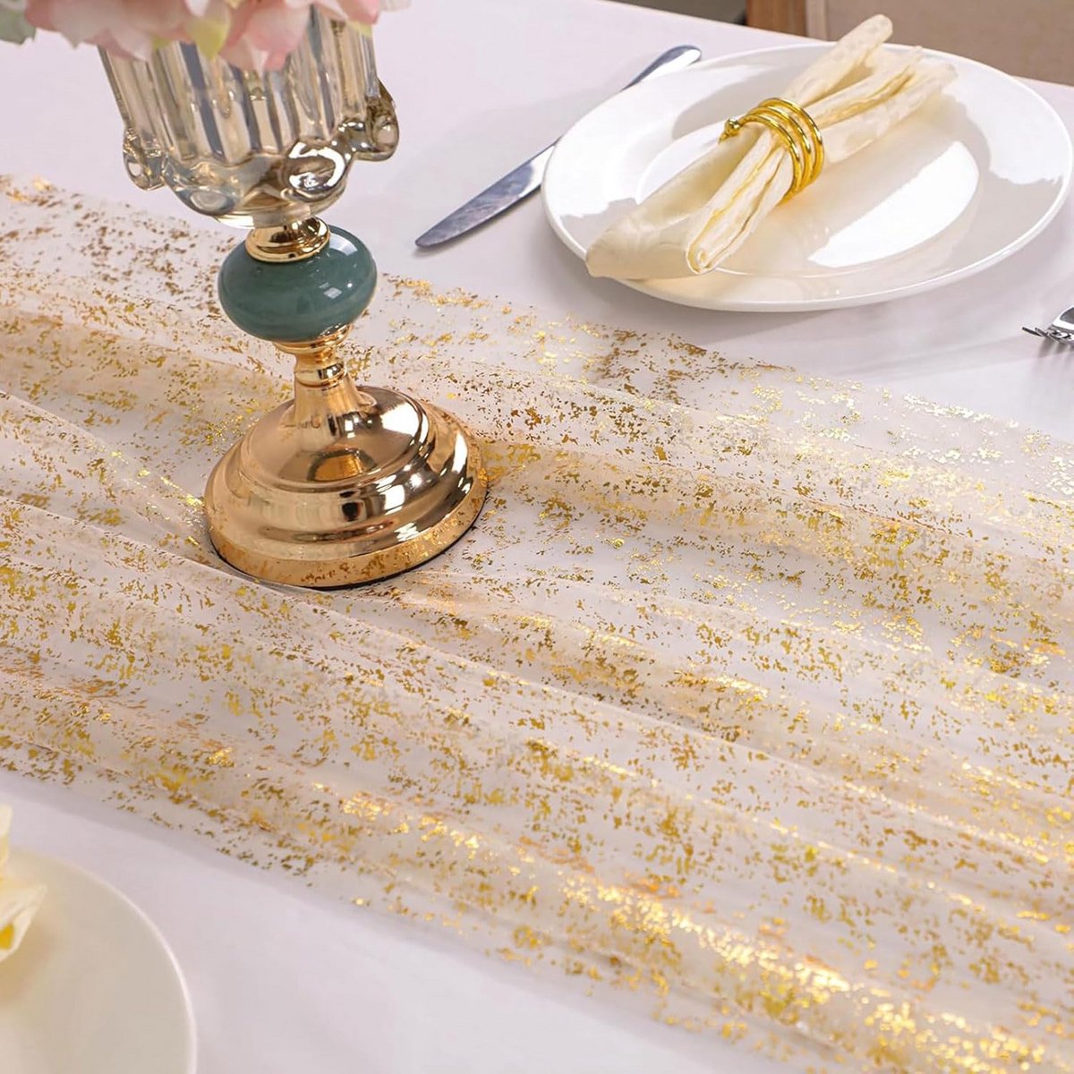 Goudkleurige Tafelrunner met Pailletten 70x300 cm voor Feest en Decoratie