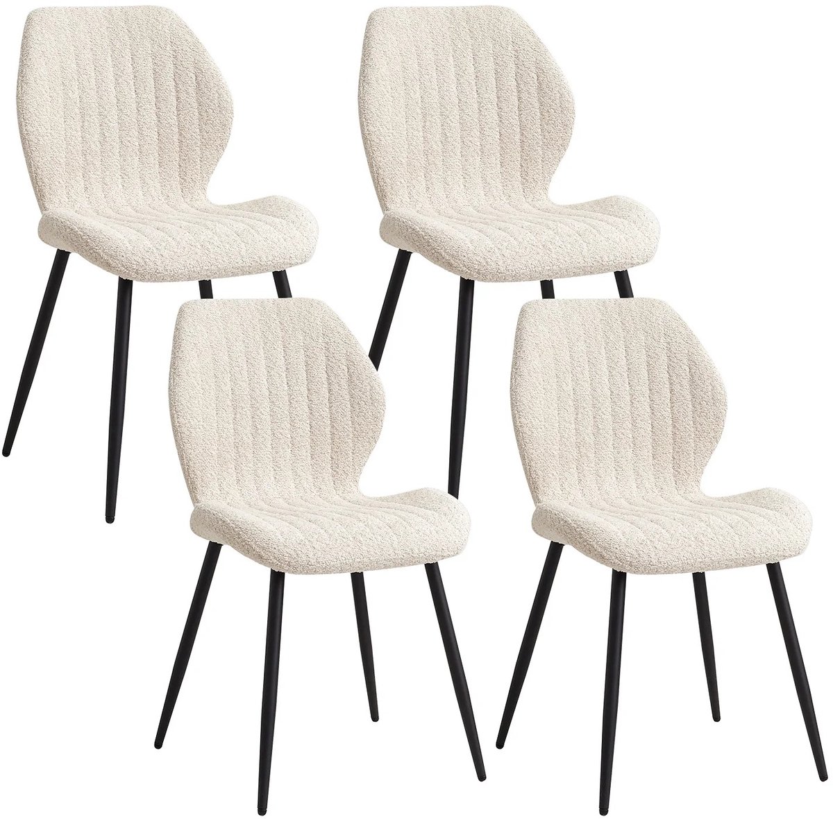 DIMICO - Eetkamerstoelen set van 4 - Beige - Eetkamer stoelen - Stoel - Keukenstoelen set van 4 - Gewatteerd - Stoffen bekleding