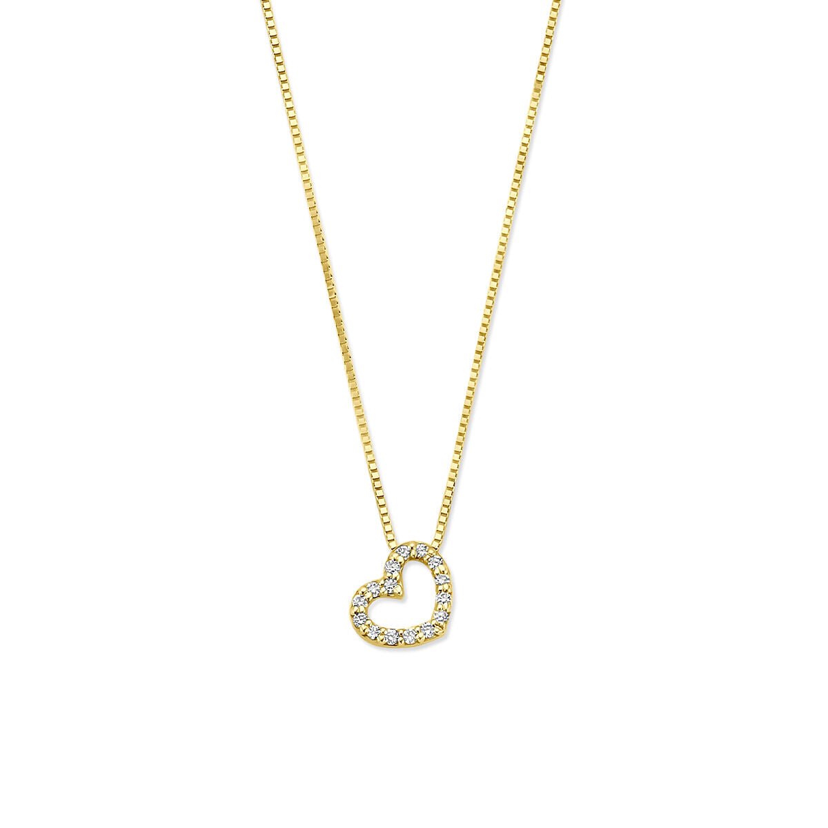 Collier hartje lab grown diamant 0.08ct g vs 40 - 42 - 44 cm