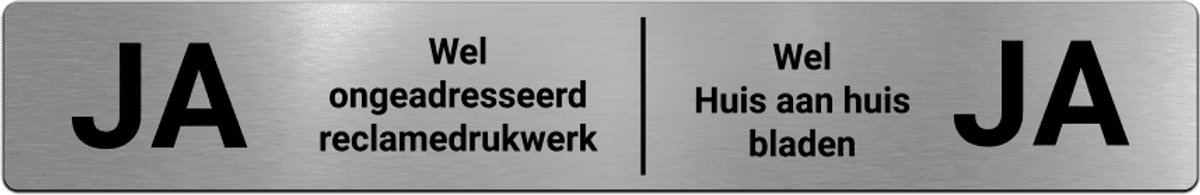 Brievenbusbordje RVS-look - JA / JA - 15 x 2,5 cm - ronde hoeken - incl. 3M-tape | Gratis Verzending | Decoporta