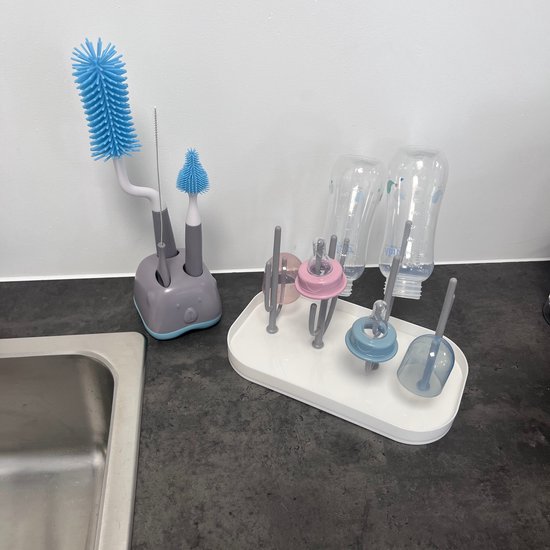 TSD goods - Flessen Droogrek - Flessenrek Baby - Droogrek Voor Baby Flessen - Baby Voeding - Basic Grijs van Merkloos — afbeelding 2