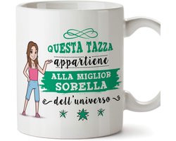 Koffiemok Italiaanse Tekst voor Zus Cadeau Uniek Ontwerp