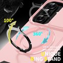 Roze telefoonhoes met ringstandaard, 100 & 360 graden draaibaar.