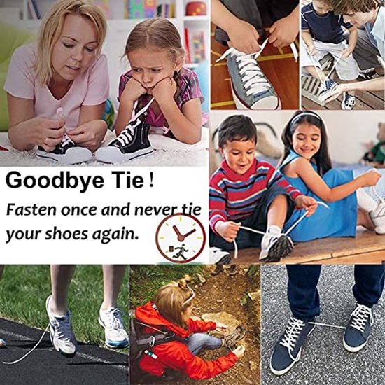 HOMAR Elastische veters zonder strikken, stretch, zonder stropdas, schoenkoorden voor volwassenen en kinderen, geen veters, Blauw, One Size
