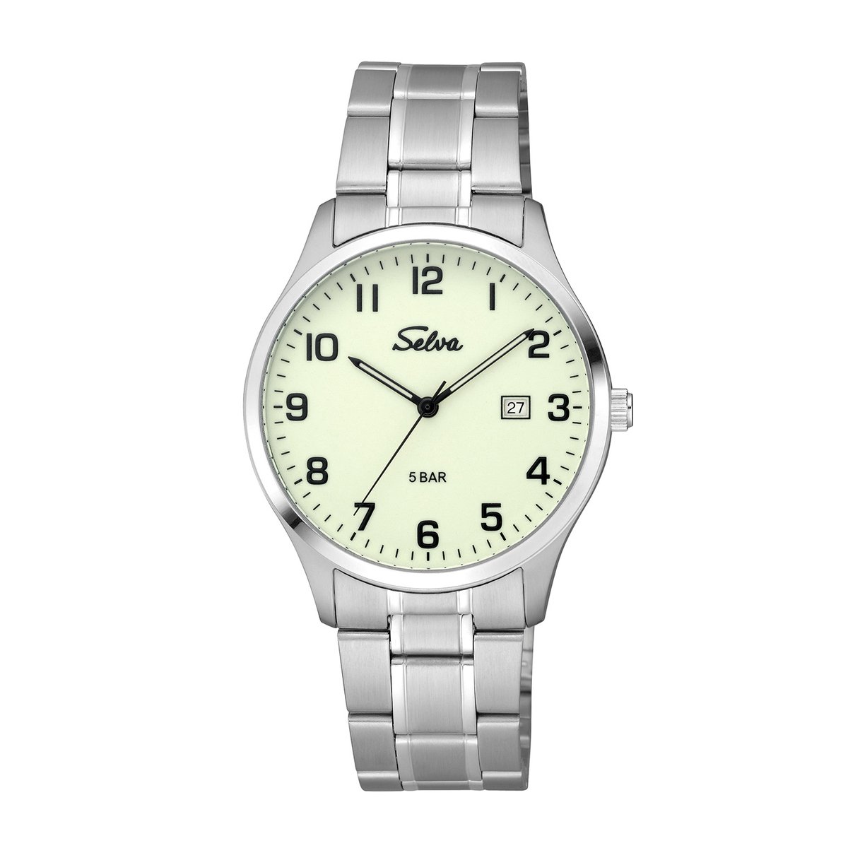 SELVA heren polshorloge, quartz, roestvrijstalen kast, roestvrijstalen band, vouwsluiting, 5 bar