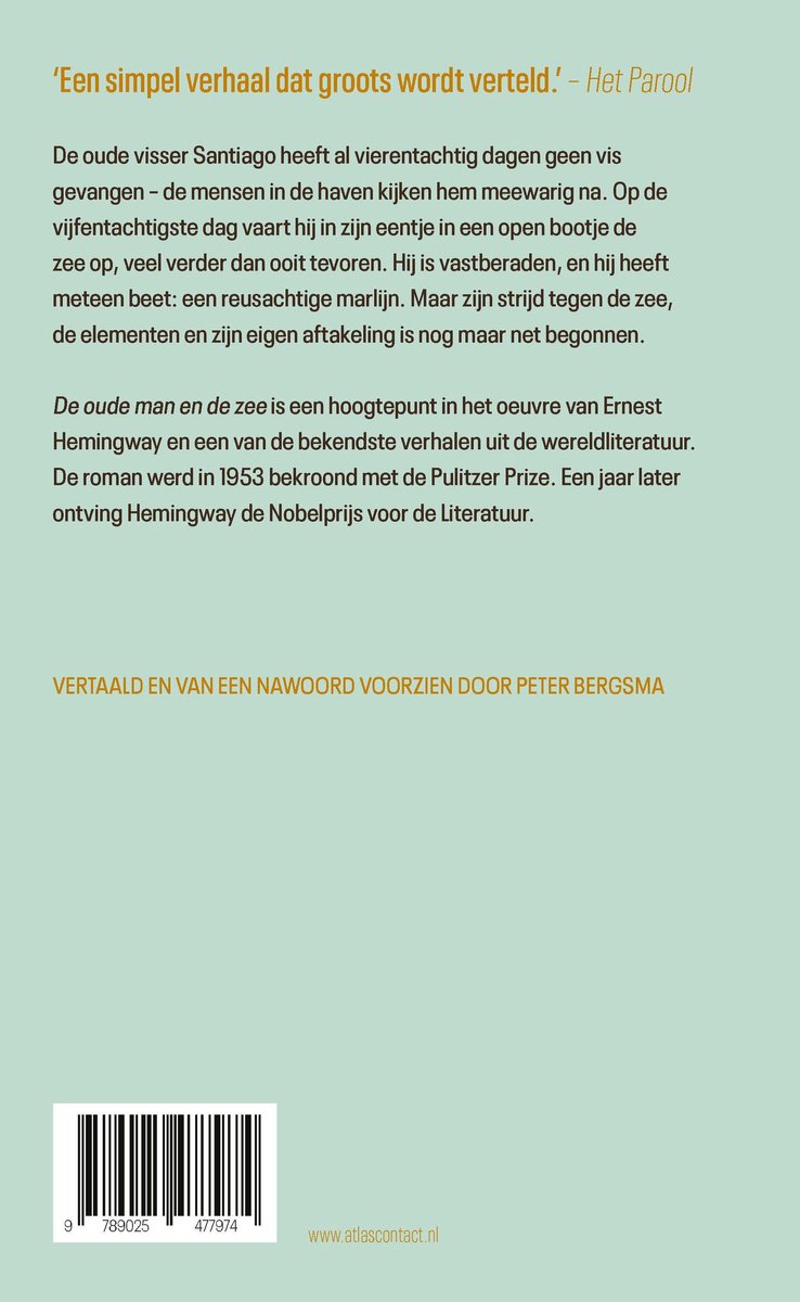 De oude man en de zee - back cover