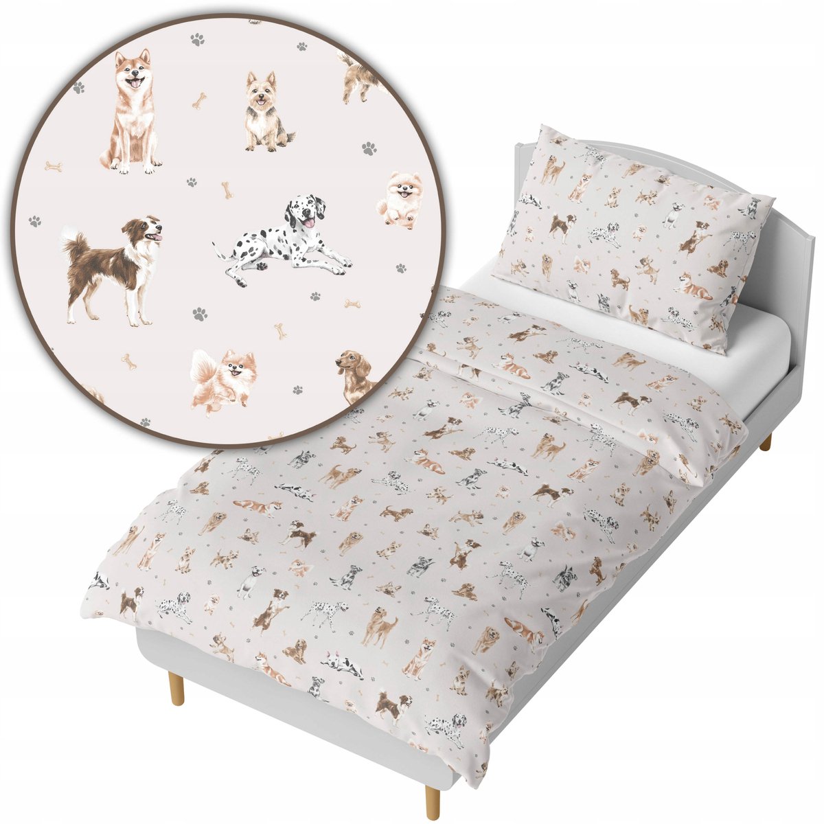 Kinderbeddengoed 140x200cm - Hondenmotief - 100% Katoen