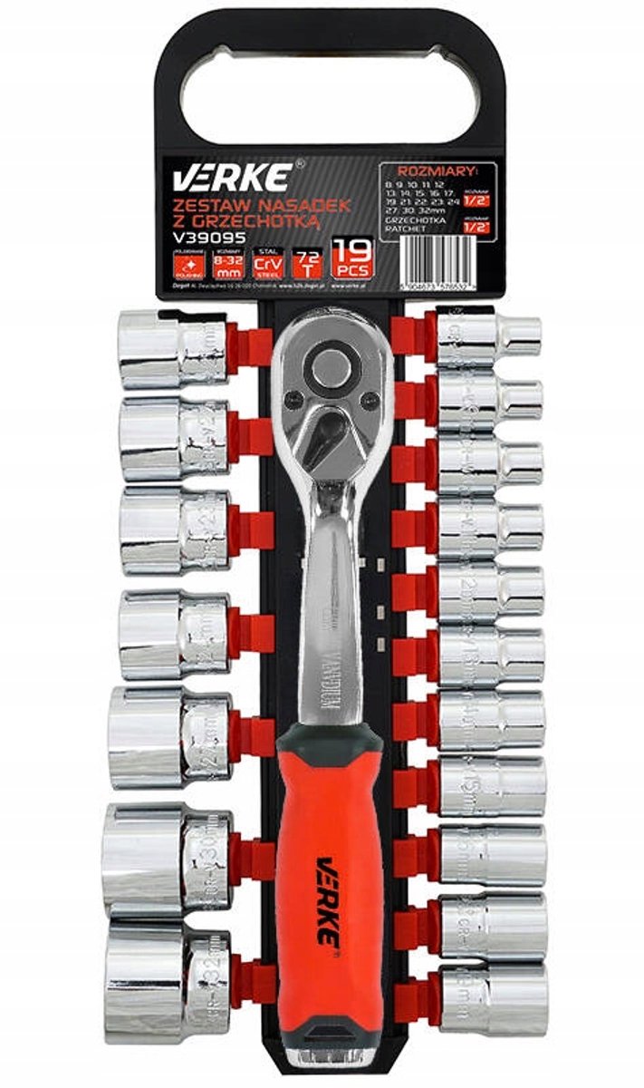 Verke V39095 Ratelsleutelset 1/2" 19-delig
