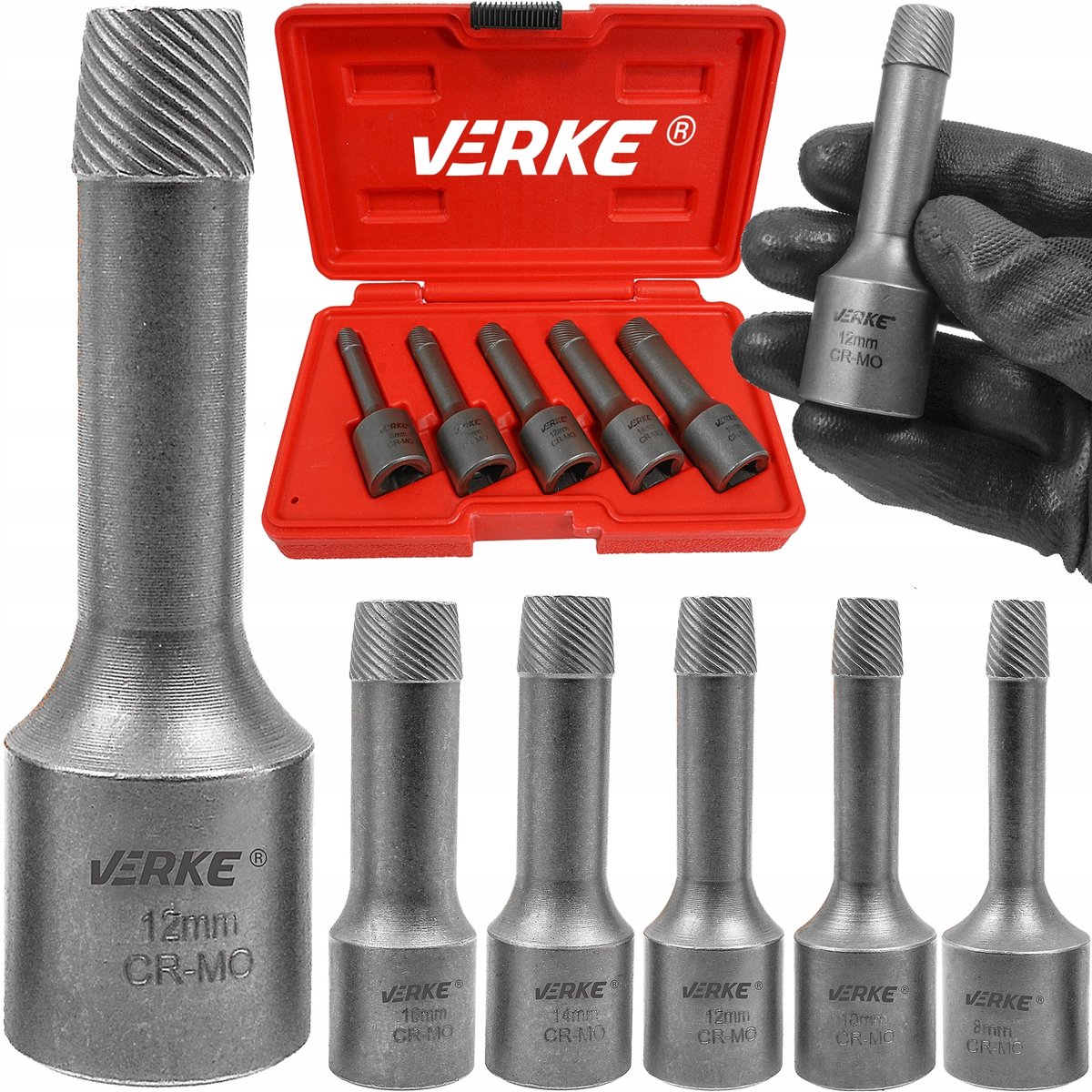Verke V86482 Schroefverwijderaars 1/2'' (5 stuks)
