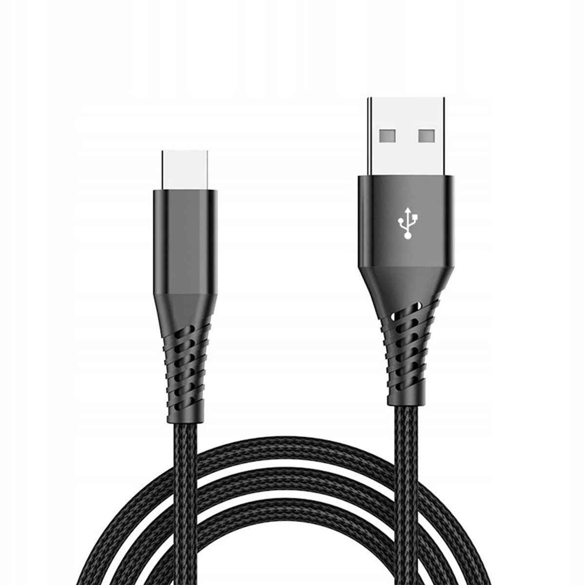 Sterke USB-A naar USB-C kabel, 1m, Zwart, 2.4A Fast Charge, Data