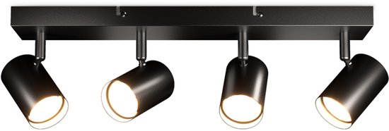 HOFTRONIC - Lark LED Plafondspot 4 Lichts - Modern - GU10 Fitting - Zwart - IP20 - Plafondlamp 4 lichts - Kantelbaar & Draaibaar - Voor hal, woonkamer, slaapkamer en zolder - Vierkant