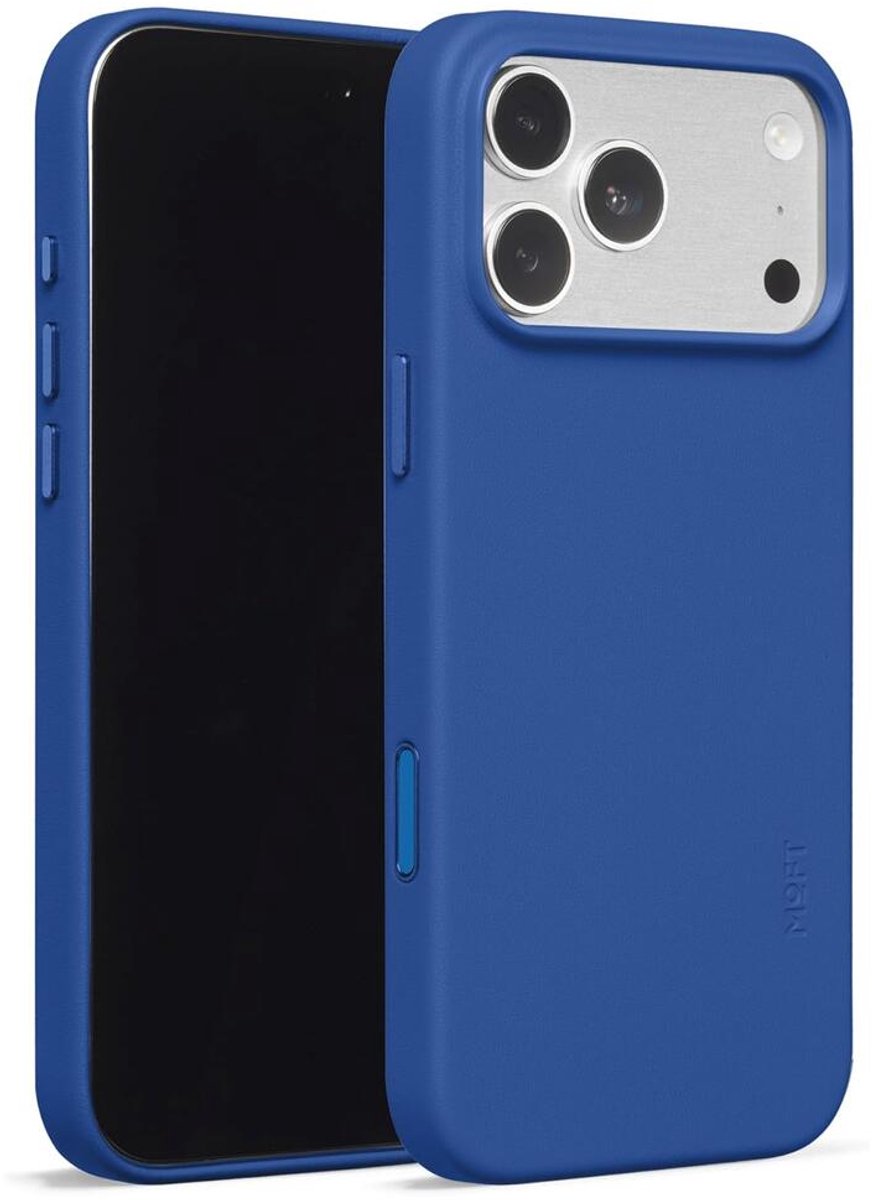 MOFT Hoesje Geschikt voor iPhone 17 Pro Max - MOVAS Snap Back Cover - Compatibel met MagSafe - Vegan Leer Case - Beschermhoes Dun - Duurzaam - Blauw