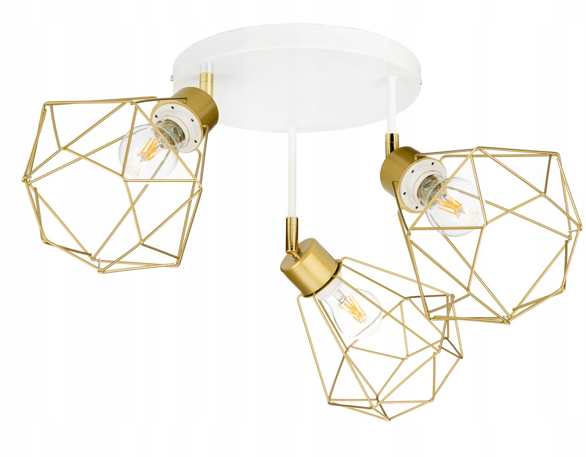 Gouden Loft Plafondlamp met Verstelbare Armaturen - 3xE27